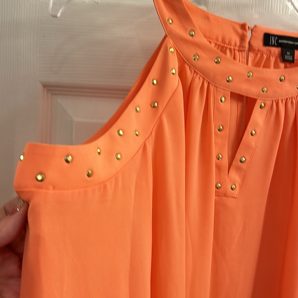 INC Long Sleeved, Semi-Sheer, Cold Shoulder Tops w/Gold Sequined Trim-SZ-Medium - Picture 5 of 5